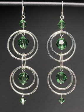 Swarovski Green Crystal Circle Chain Earrings
